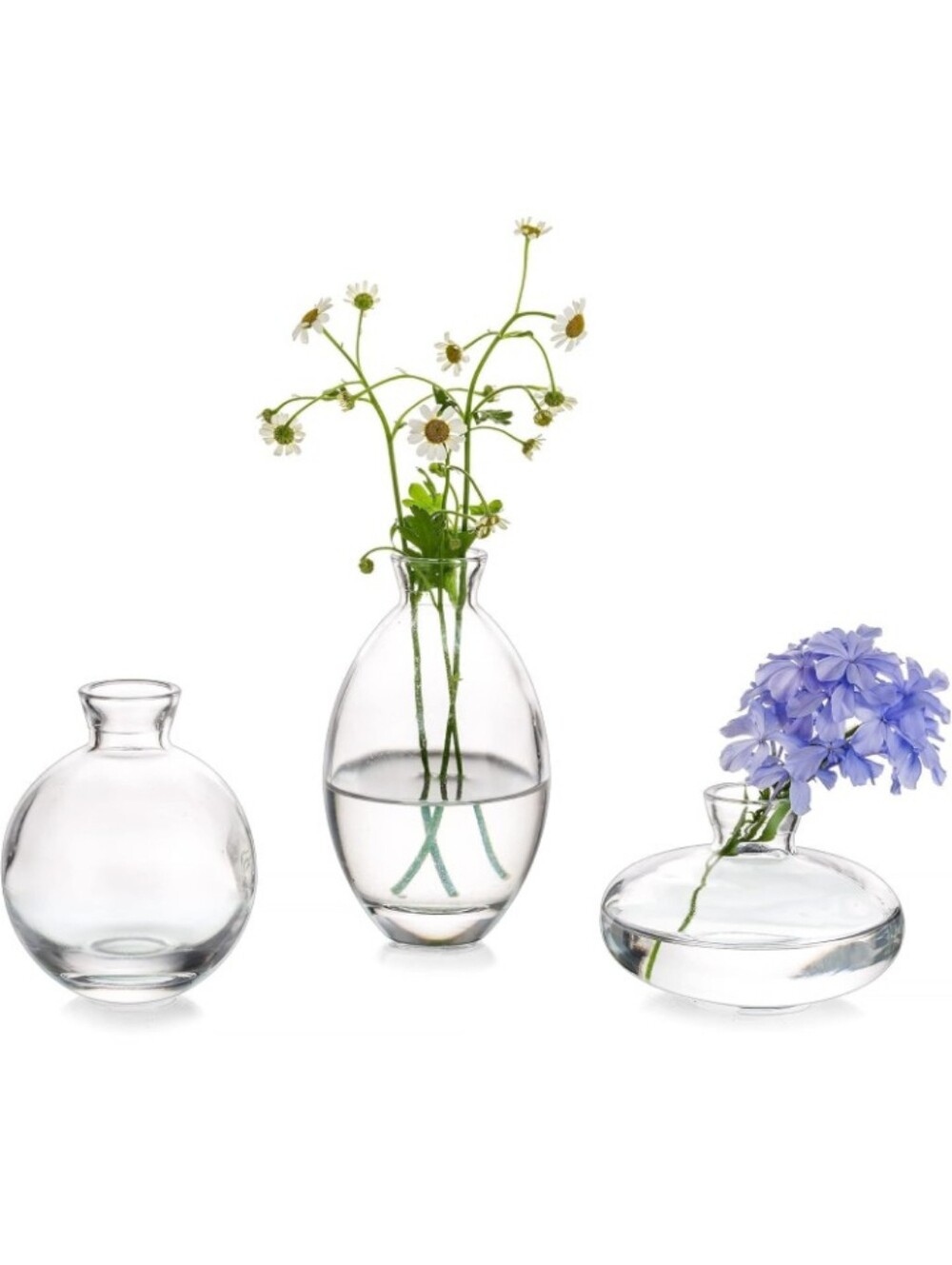 Set of 3 Clear Glass Bud Vases Mini Flower Floral Decorative Centerpieces